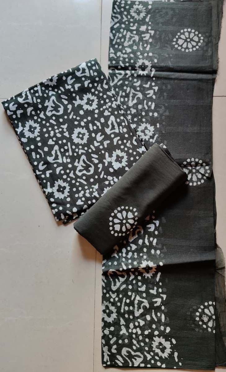 Grey Batik Cotton 3Piece Suit