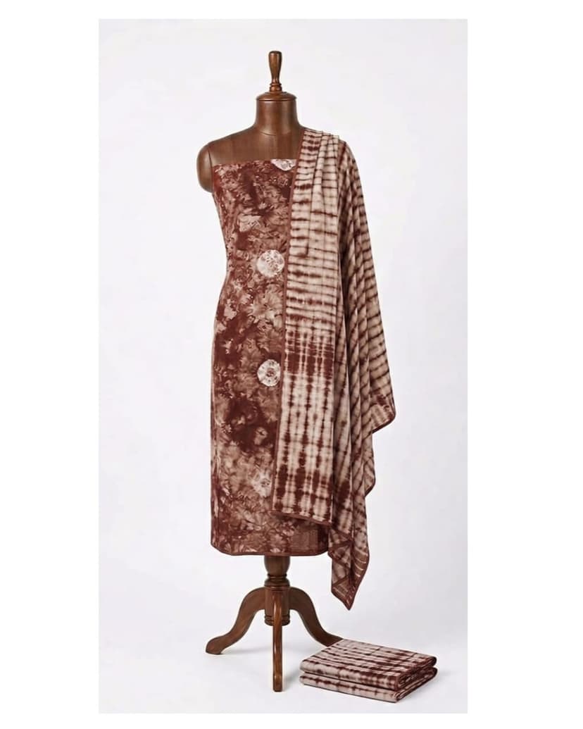 Brown Tie & Dye Cotton 3Piece Suit