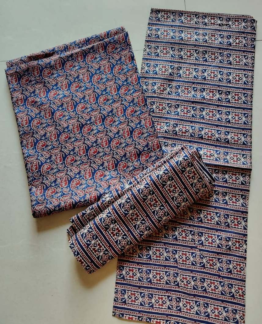 Blue Cotton Ajrakh 3Piece Suit