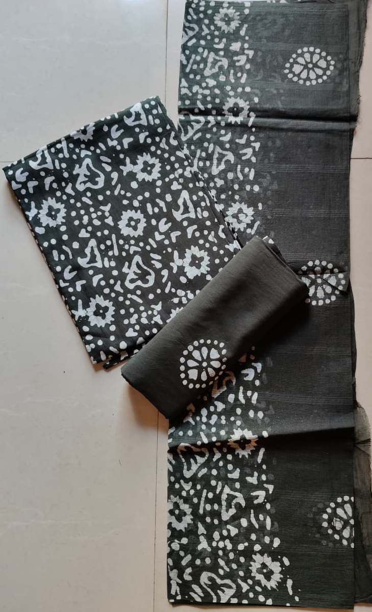 Grey Batik Cotton 3Piece Suit