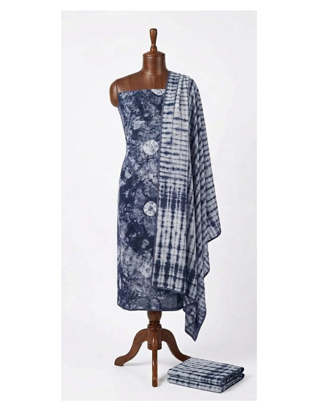 NavyBlue Tie & Dye Cotton 3Piece Suit